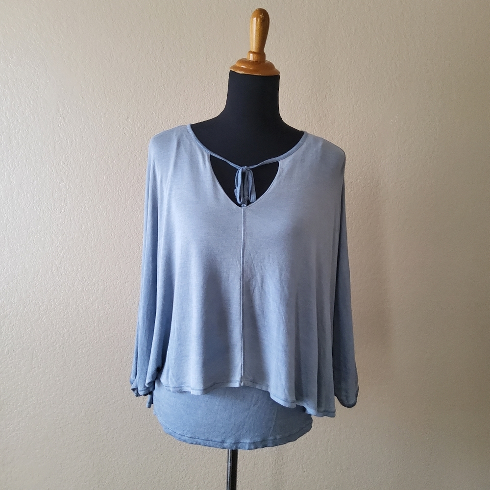 XCVI Wearables Overlay Knit Top Size S Blue New - Picture 2 of 9